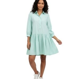 Maeve By Anthropologie Dress Womens XS Green Shirt Trapeze Swing Long Sleeve